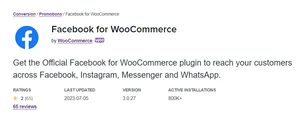 plugin facebook for woocommerce by woocommerce