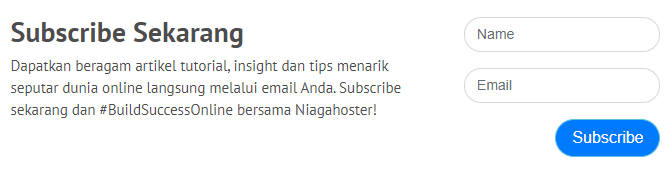 copywriting pada form subscribe Niagahoster