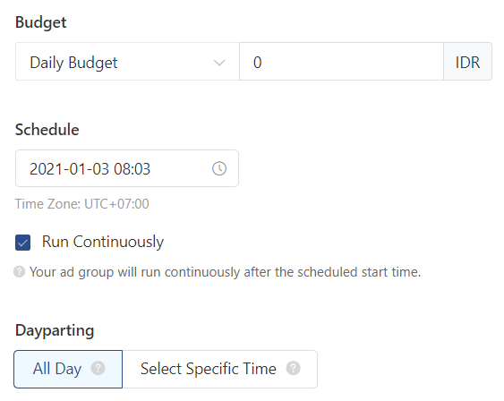 budget dan scheduling