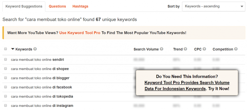 hasil pencarian keyword tool youtube