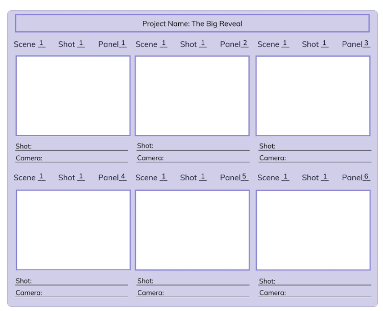 contoh storyboard sederhana (template kosong)